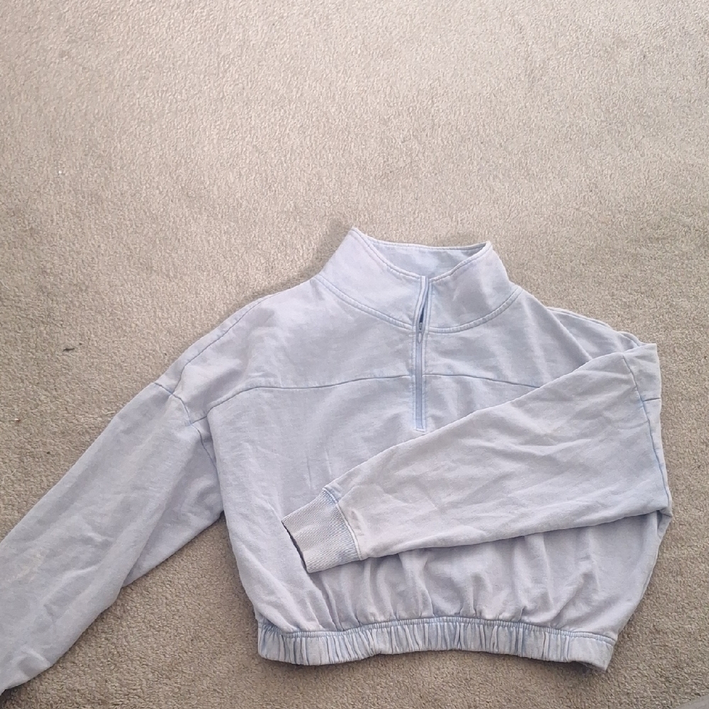 Purple Cropped Quarter-Zip Sweatshirt